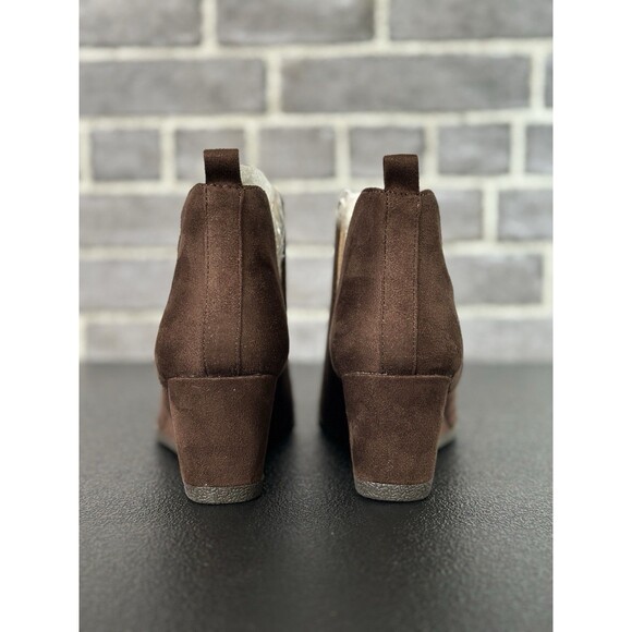 Journee Collection Womens Brown Mylee Pull On Wedge Booties Size 7.5M - Picture 9 of 11
